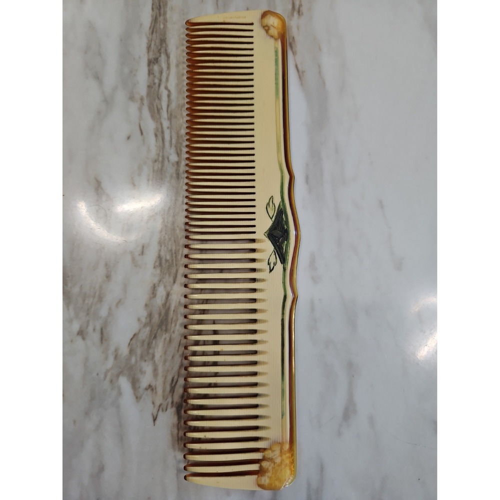 Vintage Art Deco Brown/tan Celluloid Hair Comb 8 Inches